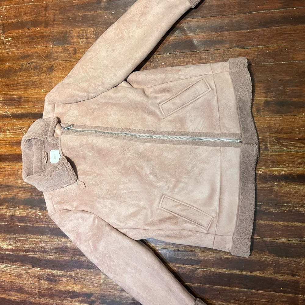 LOFT Faux Suede Sherpa Moto Jacket - Picture 12 of 16